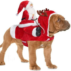Santa Dog Costume Christmas Pet Clothes Santa Claus Riding Pet dog clothes